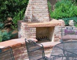 outdoor stone fireplace